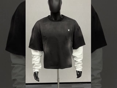 camiseta de manga larga de doble capa de ropa de calle vintage personalizada