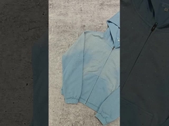 Vestido callejero personalizado de 2025 Peso pesado Rhinestone Hoodie Unisex Blanco Vintage Sol Desvanecido Acido Lavar Zip Up