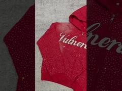 2025 Nuevo Custom Luxury Rhinestone de gran tamaño Baggy Boxy Zip Up Hoodies Vintage Lavado por el Sol Desvanecido Stree