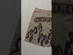 Custom 2025 New Short Pants Jorts Streetwear High Waist Vintage Stone Wash Rhinestone Baggy de gran tamaño