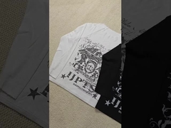 Camiseta de manga larga térmica de punto gofrado con cuello redondo y dobladillo sin rematar, estampado gráfico vintage DTG de ropa de calle personalizada