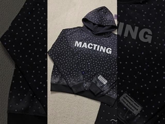 Embroidery de aplicación personalizado Distressed Rhinestone Zip Up Hoodie Acid Wash Vintage Lavado Stree de lana