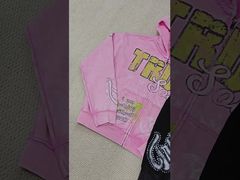 Cazadoras con cremallera pesadas y holgadas de impresión DTG personalizadas, algodón, con efecto desgastado, con pedrería, para hombre