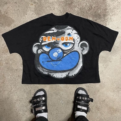 comprar 100-400 gsm 100% de algodón de caída de hombro vintage cortado camiseta de ajuste de caja hombres online manufacture