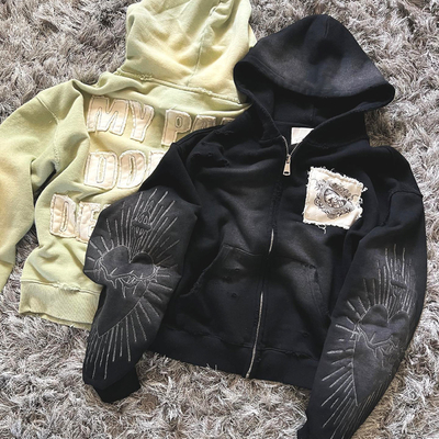 comprar Hoodie de caja de tamaño grande de Terry francés para hombres con parche de bordado de angustia online manufacture