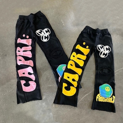 comprar Embroidery con parches francés Terry Acid Wash Hemo crudo de lujo Calzoncillos de lujo de lujo regular 100% algodón online manufacture