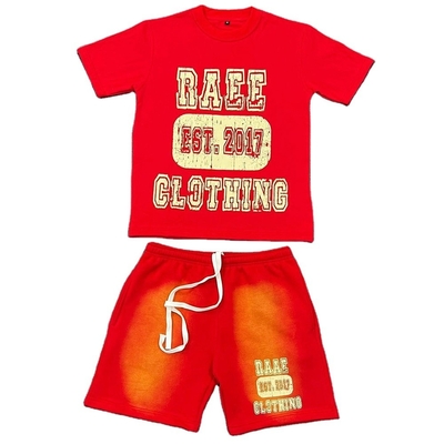 comprar Traje de verano Traje de sudor Unisexo Camiseta y calzoncillos personalizados para hombres con lavado con ácido online manufacture