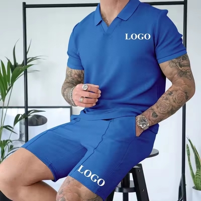 comprar Traje deportivo de verano personalizado para hombres de 2024 Camiseta de polo de color sólido y pantalones cortos de gofres online manufacture