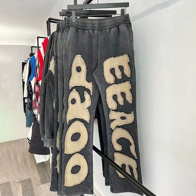 comprar Pantalones de sudor de algodón de peso pesado de costumbre con bordado de dolor online manufacture