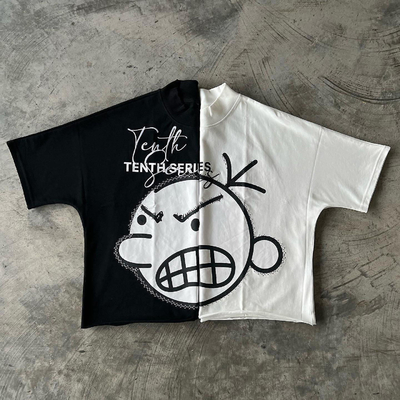 comprar 400 gramos Collar grueso bordado Drop hombro de gran tamaño Blanco cortado en caja camiseta hombres online manufacture