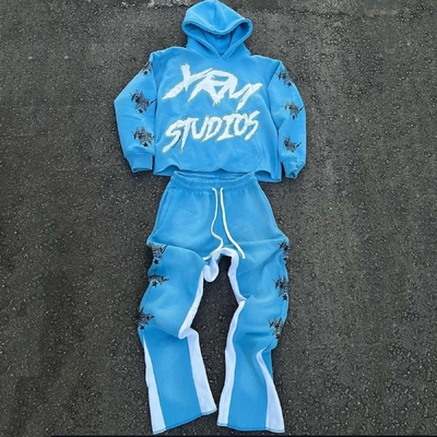 comprar Tamaño personalizado Y2K Cut Raw Hem Hoodie y Sweatpants Set para ropa callejera masculina en algodón online manufacture
