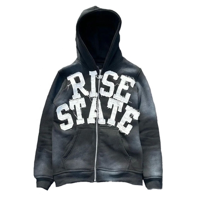 comprar Patch bordado Vintage Sol desvanecido francés Terry Distressed Hoodie con impresión de polvo online manufacture