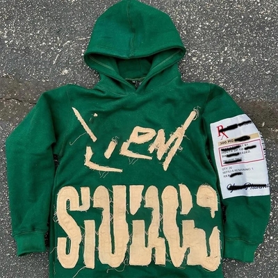 comprar Custom 420 gsm Hoodie de ropa callejera para hombres con bordado con parche Diseño de lavado con ácido vintage online manufacture
