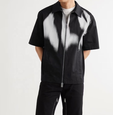 comprar Camiseta con cremallera de impresión negra de algodón de peso pesado para hombres S-5XL o estilo Hip Hop personalizado online manufacture