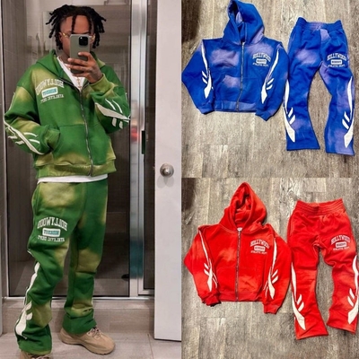 comprar Traje con cremallera de lavado con ácido de hombres de género neutro 2 piezas con sudaderas con capucha y sudaderas online manufacture