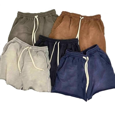 comprar novio negro calzoncillos de lavado con ácido de época de corte de algodón pesado francés Terry Fleece Calzoncillos de sudor de carreras masculinas online manufacture