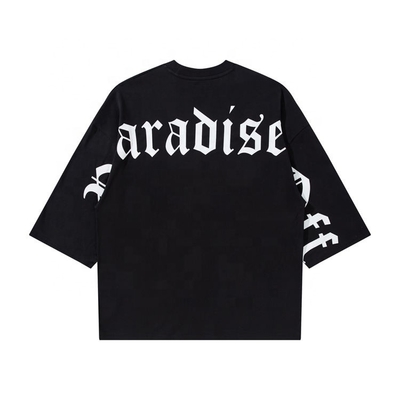 comprar Camiseta personalizada de gran tamaño de tres cuartos de caja de ajuste de caída del hombro con letra gótica impresión online manufacture