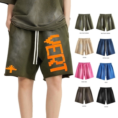 comprar pantalones cortos de lavado con ácido hombres mujeres verano 440G Peso pesado Gradiente Monkey Wash Medio pantalones cortos online manufacture