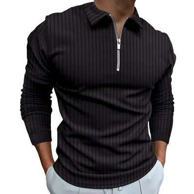 comprar Camiseta de polo personalizada para hombres de lujo con media cremallera en el cuello con costillas camisetas de negocios casuales online manufacture