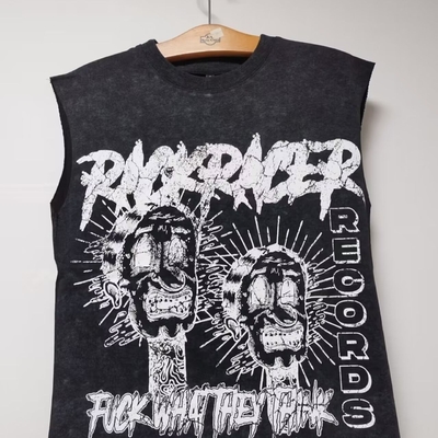 comprar Tejido Terry Hip Hop personalizado de talla grande Corte de crudo Hem Crop Tank Tops Camiseta de algodón para hombres online manufacture