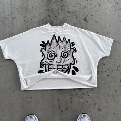 comprar 300 gsm de gran tamaño de peso pesado 100% de algodón camiseta con impresión personalizada online manufacture