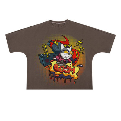 comprar Camiseta de algodón de hombres de gran tamaño en 300 gsm Camiseta de algodón sin costura de manga corta cortada en caja hombres online manufacture