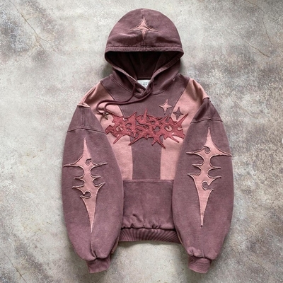 comprar Hombres/Mujeres/Unisex Vintage A medida Acido Lavado Dos Colores Bloque de costura Hoodie de gran tamaño online manufacture