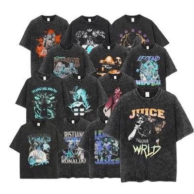 comprar 100% de algodón hombre Acid Wash T-Shirt DTG Impresión de gran tamaño de piedra Lavado ropa de calle Tee online manufacture
