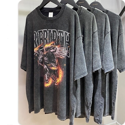comprar Camiseta a medida para hombres Impresión de pantalla de seda de gran tamaño Vintage Distressed Acid Wash Tee S-5XL online manufacture