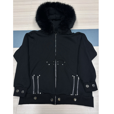 comprar Velo de invierno 100% de algodón grueso, blanco, de piel falsa, con cremallera, con capucha de piel online manufacture