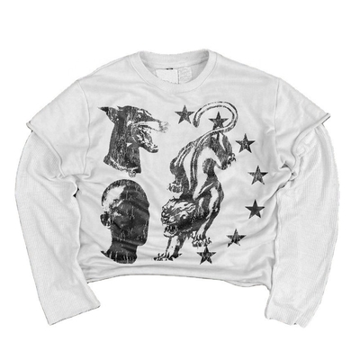 comprar Impresión de pantalla a medida T-shirt de manga larga de doble capa Terry francés para hombres Colorido online manufacture