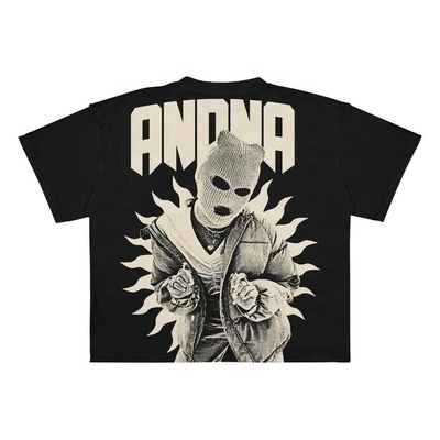 comprar Camisetas negras lavadas personalizadas de algodón de 250 gramos de peso pesado de gran tamaño con ácido Camisetas gráficas lavadas online manufacture