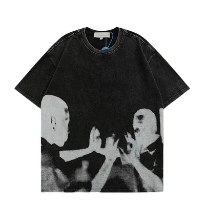 comprar 200gm 300gm 400gm Impresión digital masculina Vintage Acid Lavado camiseta diseño de logotipo personalizado online manufacture