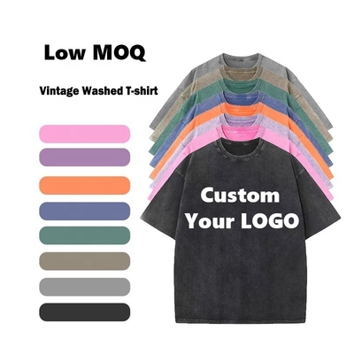comprar Tipo de patrón sólido o personalizado camisetas masculinas lavado con ácido soporte vintage logotipo personalizado online manufacture