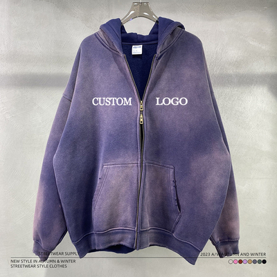 comprar Vintage de dos vías doble cremallera rasgada con capucha de invierno ropa callejera gruesa para hombres online manufacture