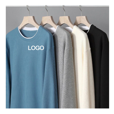 comprar 6xl 5xl 3xl camiseta de cuello de tripulación de gran tamaño estilo casual waffle de hombre de punto camiseta de lana térmica online manufacture