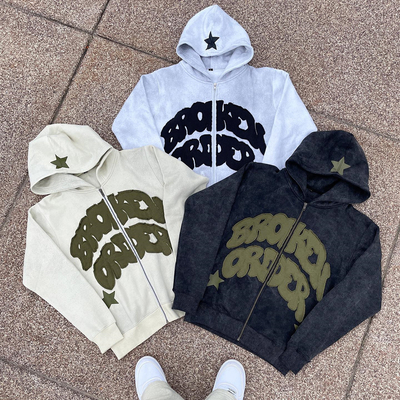 comprar Hoodies bordados personalizados de algodón de alto peso en estilo vintage para hombres online manufacture