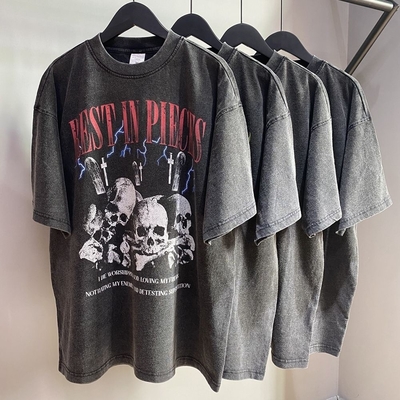 comprar High Street Acid Wash Camiseta Unisex Tee negro de gran tamaño con logotipo personalizado 1000 online manufacture