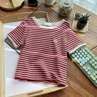 comprar Camiseta corta bordada con logotipo elástico de punto para chicas calientes en la moda Y2k online manufacture