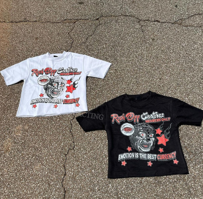 comprar 1000 Collar redondo de algodón personalizado Camiseta gráfica hip hop Y2k Impresión 3d lavado con ácido de gran tamaño Camiseta de peso pesado cortada en caja hombres online manufacture