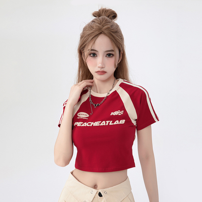 comprar Método de tejido Tricotado estilo Y2K Custom Vintage Girls Letter 3D Screen Puff Impresión de camisetas online manufacture