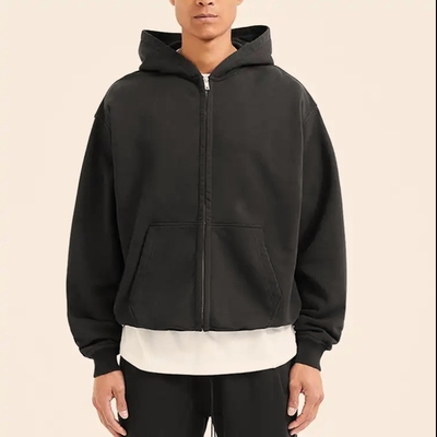 comprar Hoodies de ropa callejera de algodón francés con doble cremallera personalizada online manufacture