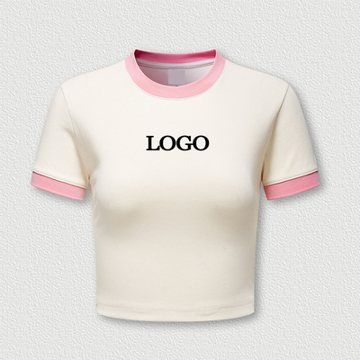 comprar Custom Y2k Impresión gráfica de ropa de calle rosa Baby Tee Ringer Crop Top camiseta para mujeres online manufacture