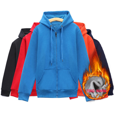 comprar Camiseta con capucha con cremallera Unisex 700G Caluroso Invierno con capucha Diseño de color sólido online manufacture