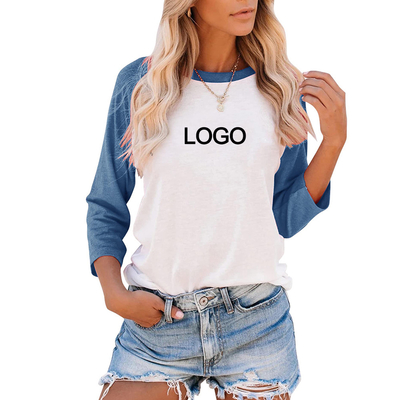 comprar 6xl 4x 3/4 chaqueta de manga con camisa de manga larga mujer poliéster algodón equipo cuello en blanco Raglan jersey de béisbol camiseta online manufacture
