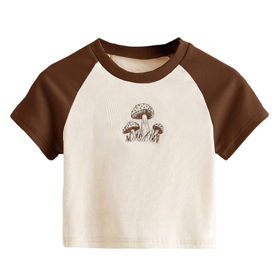 comprar Camiseta de bordado gráfico para mujer con diseño de hongo y mangas de Raglan online manufacture