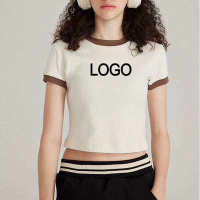 comprar Decoración de bordados de mujeres Y2k Vintage Young Fashion Contraste Ringer Crop camiseta online manufacture