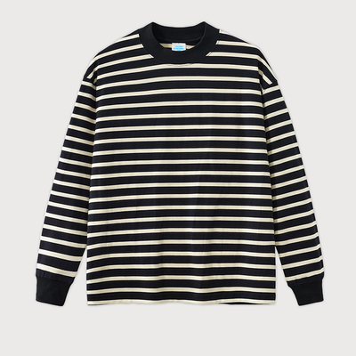 comprar camiseta de cuello de tripulación de tamaño grande de mujeres camiseta de rayas 100% de algodón hombre online manufacture