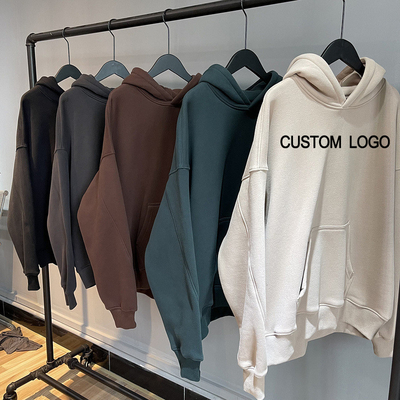 comprar Thick French Terry Fleece hombre con sudadera de gran tamaño con capucha de color marrón gris hombro con sudadera de estilo online manufacture