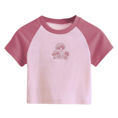 comprar Personaliza el patrón Tipo de camiseta de manga corta de mujer Impresión rosa hongo Sexy Casual online manufacture